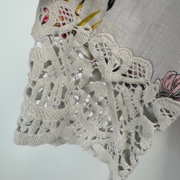 J.Jill Top Women's S Petite Linen Floral Blouse Cottagecore Boho - Picture 5 of 14